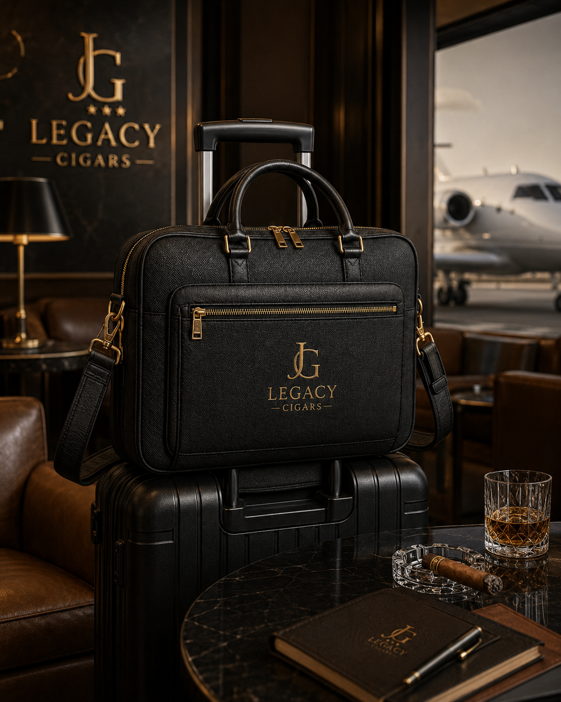 JG Legacy Premium Travel Humidor Bag | Luxury Cigar Bag with Cedar Humidor Insert & Digital Hygrometer | Holds 10+ Cigars - Image 3