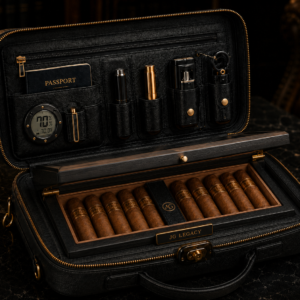 JG Legacy Premium Travel Humidor Bag | Luxury Cigar Bag with Cedar Humidor Insert & Digital Hygrometer | Holds 10+ Cigars